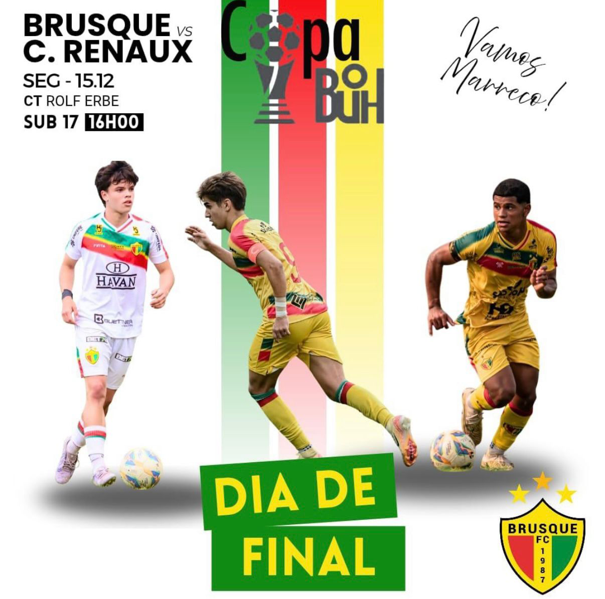 Equipe do Brusque FC base perfilada antes da partida